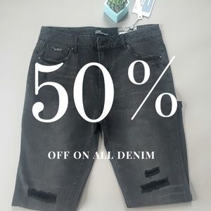 NWT High Waist Black Stone Wash Ankle Jean